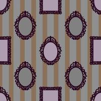 A pattern of vintage frames on a striped background for printing and decoration. Vector illustration.