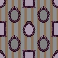 A pattern of vintage frames on a striped background for printing and decoration. Vector illustration.