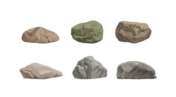 Set of different big cartoon stones. vector