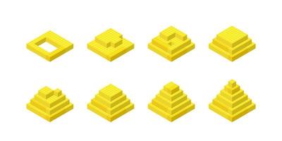 a set of instructions for assembling a pyramid of plastic bricks. Vector clipart