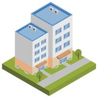 Commercial buildings - Isometric 3D illustration. vector