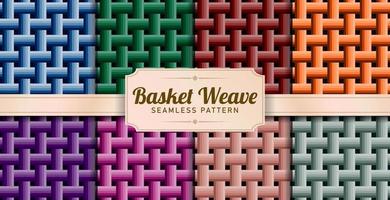 Colorful Basket Weave Seamless Pattern vector