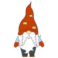 Cartoon Christmas gnome. Vector illustration of cute dwarfs on a white background.