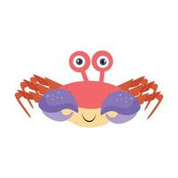 illustration vector graphic red legged pink crab with purple claw