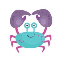 illustration vector graphic blue crab with purple claw