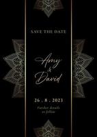 elegant save the date invitation with gold mandala design vector