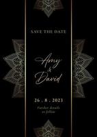 elegant save the date invitation with gold mandala design vector