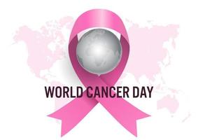 World cancer day background with pink ribbon vector