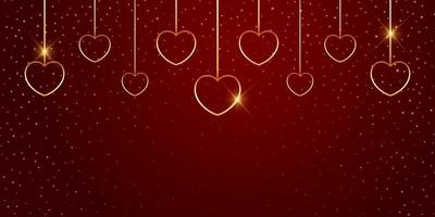 valentines day background with hanging hearts vector