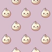 Vector kawaii pattern with cute dim sum japanese food