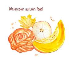 Autumn food clipart. Watercolor vector