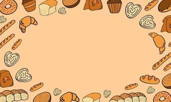 Frame of Hand drawn Bread illustration vector