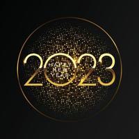 2023 feliz año nuevo y feliz navidad elemento de diseño de círculo dorado de color brillante abstracto vector