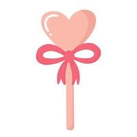 Doodle clipart sweet candy on a stick in the form of a heart. vector