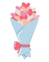 Doodle clipart bouquet of flowers-hearts vector