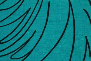 Abstract design background of blue coarse-grained intersection texture of rough fabric with an interlacing black painted lines. Linen sack textile canvas burlap cloth. Close-up, mock up, top view photo