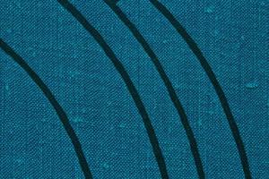 Abstract design background of blue coarse-grained intersection texture of rough fabric with an interlacing black painted lines. Linen sack textile canvas burlap cloth. Close-up, mock up, top view photo