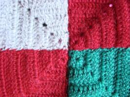 Crochet texture, colorful squares pattern. Crochet Knit Squares photo