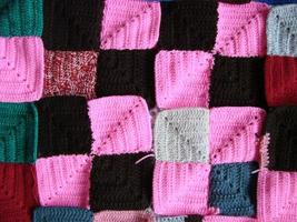 Crochet texture, colorful squares pattern. Crochet Knit Squares photo