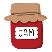 Doodle sticker a jar of jam tied with a ribbon vector