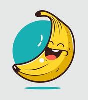 Funny happy cute happy smiling banana. Vector flat cartoon kawaii character illustration icon. Isolated on white background. Fruit banana mascot concept