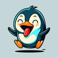 divertido feliz lindo feliz pingüino sonriente. icono de ilustración de personaje kawaii de dibujos animados planos vectoriales. aislado sobre fondo blanco. concepto de mascota de pingüino animal vector