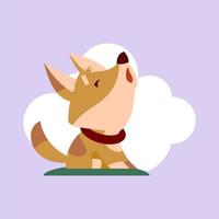 Lost puppy howls on the street in cartoon style. Vector illustration