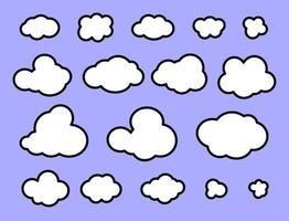 iconos de nubes sobre fondo azul cielo en estilo lineal para impresión y diseño. ilustración vectorial vector