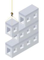 Modular skyscraper construction in isometric style. Vector illustration.