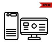 Illustration of computer line icon vector