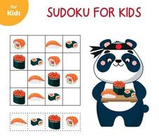 Sudoku. Mini Games For Kids. Memory Game For Children. Cute Panda Chooses Sushi For Lunch. Set Of Icons And Elements For Design. Asian Food Series. Traditions Of Different Peoples Of The World. vector