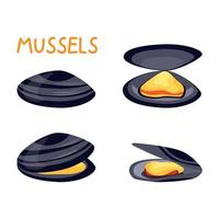 Asianfood. Set Of Illustrations With Mussels On A White Background. Isolated Object vector