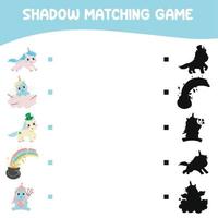 Find the correct shadow. Educational matching game for children. Kids educational game. Preschool worksheet activity. Vector file.