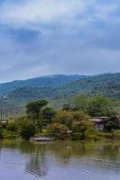 Natural landscape with lake and mountains, Selective Focus photo