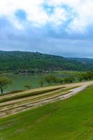 Natural landscape with lake and mountains, Selective Focus photo