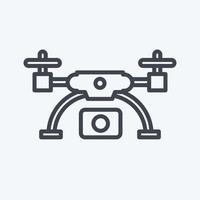 dron icono e imágenes aéreas. relacionado con el símbolo de la fotografía. estilo de línea diseño simple editable. ilustración sencilla vector