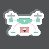 pegatina drone e imágenes aéreas. relacionado con el símbolo de la fotografía. diseño simple editable. ilustración sencilla vector