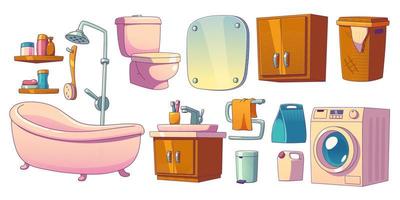 Bathroom furniture, bath, toilet bowl, sink vector