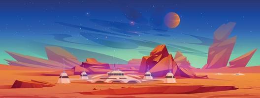 estación de exploración espacial en el planeta rojo vector