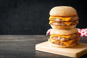 pork hamburger or pork burger with cheese photo