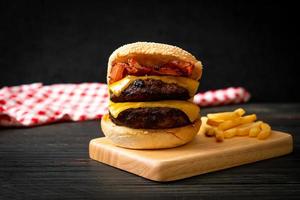 hamburger or beef burgers with cheese and bacon photo