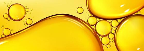 Oil drops texture, omega bubbles, gold droplets vector