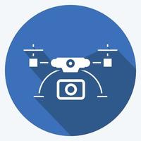 dron icono e imágenes aéreas. relacionado con el símbolo de la fotografía. estilo de sombra larga. diseño simple editable. ilustración sencilla vector