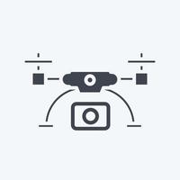 dron icono e imágenes aéreas. relacionado con el símbolo de la fotografía. estilo de glifo. diseño simple editable. ilustración sencilla vector