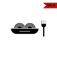 Illustration of noodles glyph icon vector