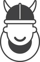 child with viking helmet illustration in minimal style vector