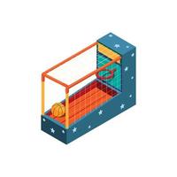 Basket ball arcade machine retro game device symbol isometric illustration vector