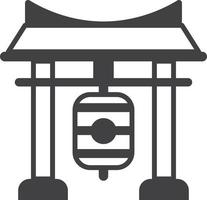 Japanese temple arch illustration in minimal style vector