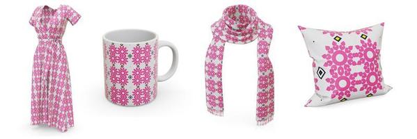 Examples of pattern design seamless are dresses, scarves, mugs and pillows. photo