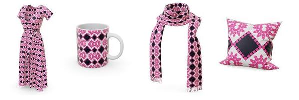 Examples of pattern design seamless are dresses, scarves, mugs and pillows. photo